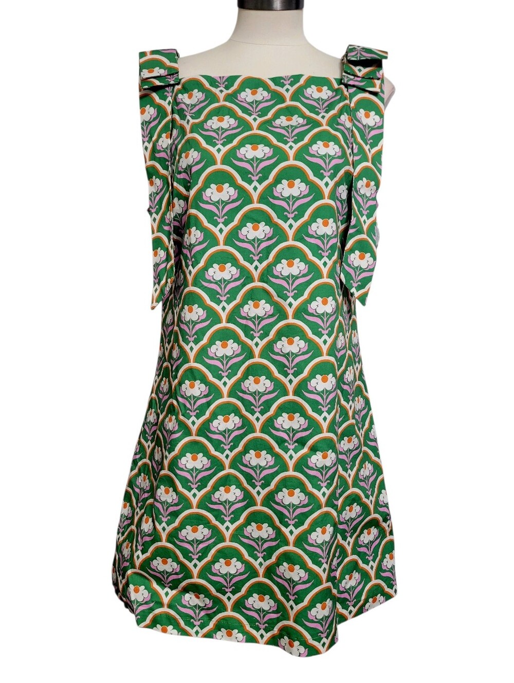 Entro Green Floral Mini Dress with Tie Shoulder Detail Size M - Picture 3 of 12